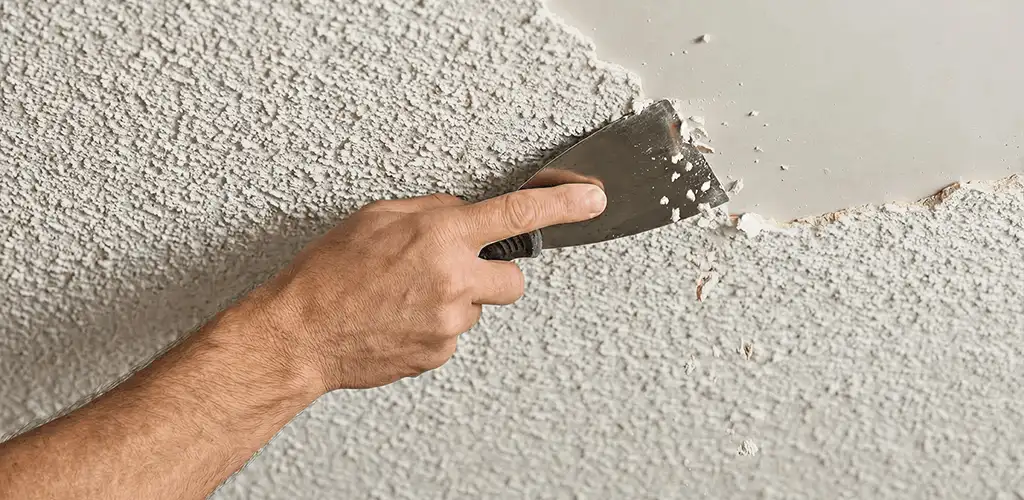 Popcorn ceiling removal scraping off textured ceiling finish in Columbus, GA