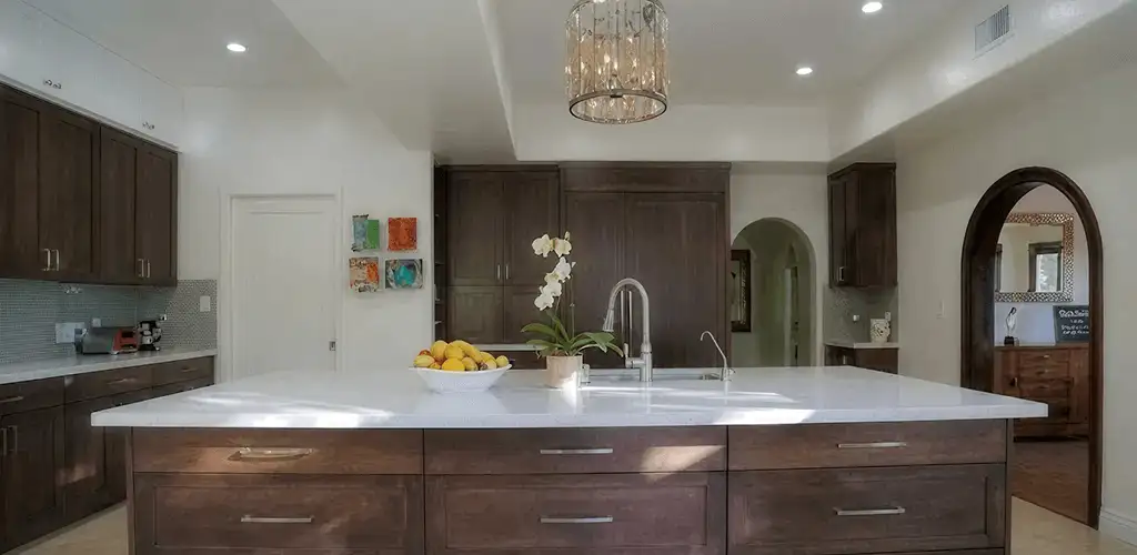 Cabinet refacing project with updated kitchen cabinets and island in Columbus, GA