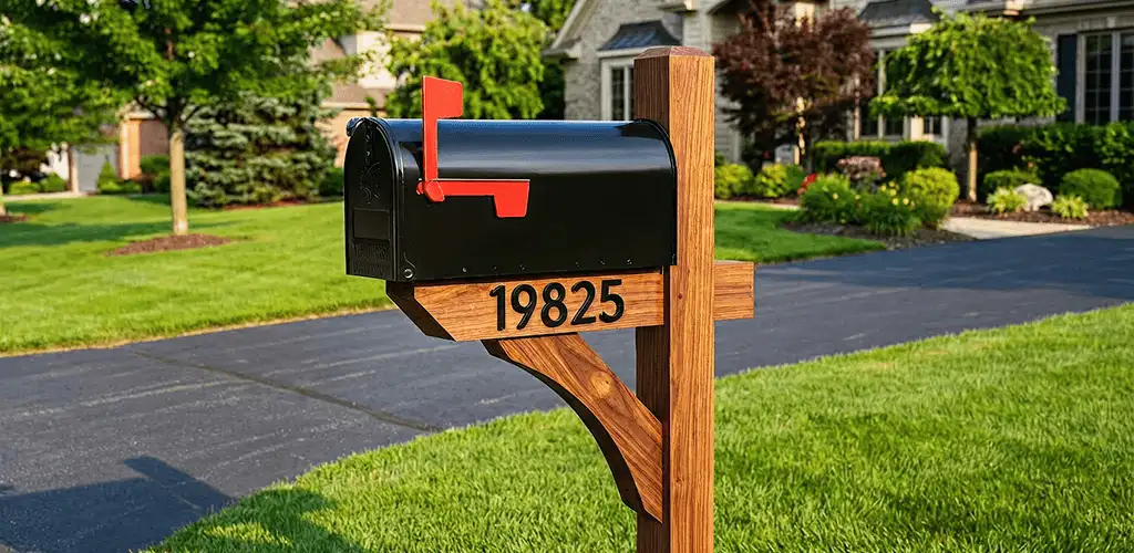 New mailbox installation with post and address number for a home in Columbus, GA