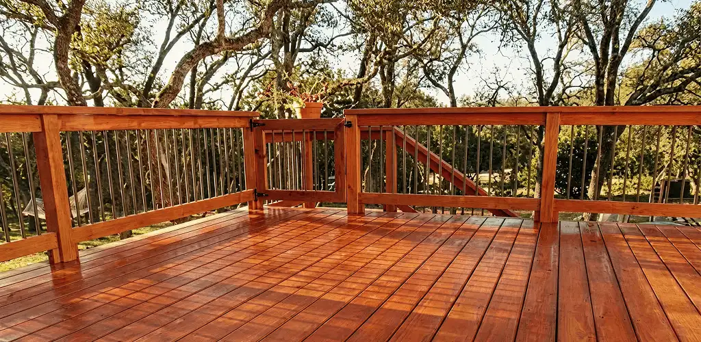 Deck sealing results with a freshly sealed wood deck in Columbus, GA